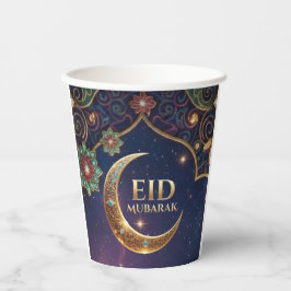 Eid Mubarak Islamic celebration Gold And navy Pappbecher