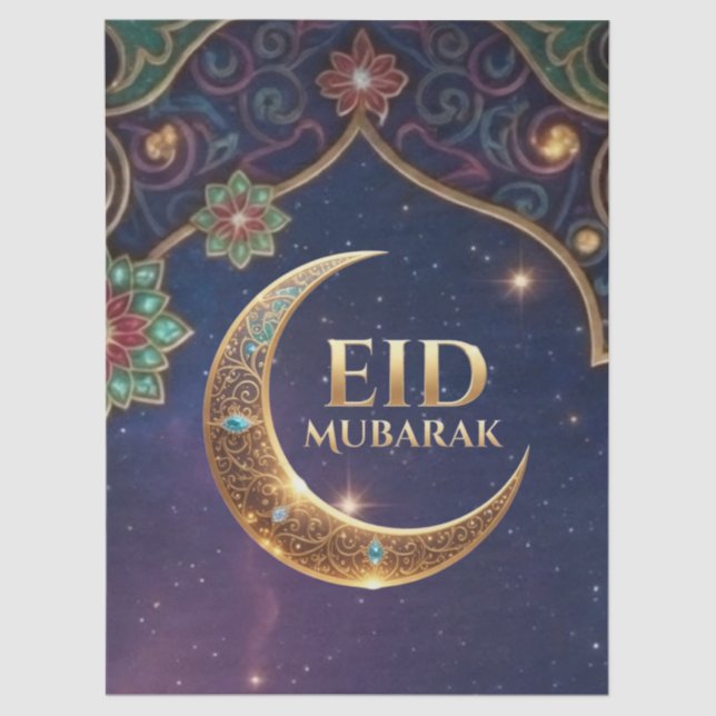 Eid Mubarak Islamic celebration Gold And navy Seidenpapier (Vorderseite)