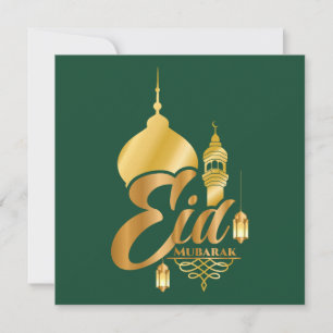 Eid Mubarak Islamic Lantern Moschee Green Golden Feiertagskarte