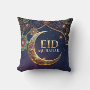 Eid Mubarak Islamische Feier Gold und Marineblau Kissen