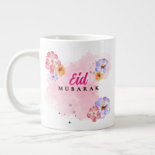 Eid Mubarak Jumbo-Kaffeetasse - Florale Wasserfarb Jumbo-Tasse