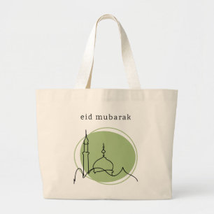 Eid Mubarak Jumbo Tasche Modern Mosque Sage Gree