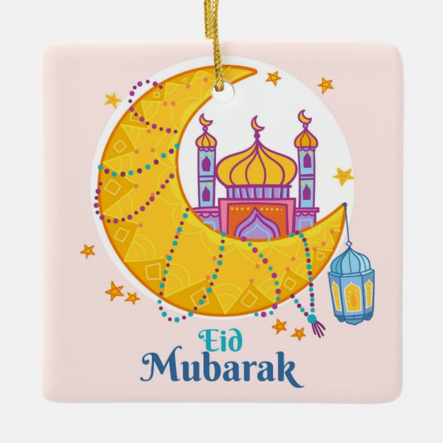 Eid Mubarak Keramik Ornament (Vorderseite)