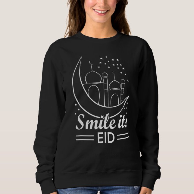 Eid Mubarak lächelt sein Eid Sweatshirt (Vorderseite)