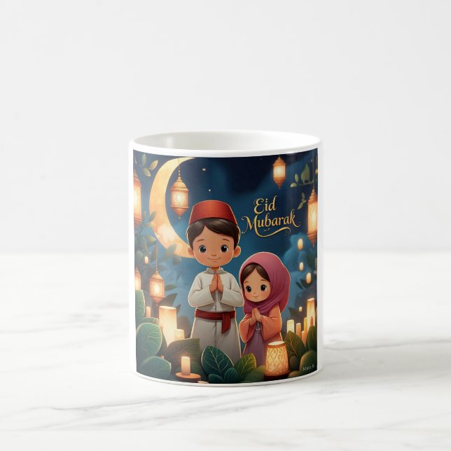Eid Mubarak Lantern Night Scene Kaffeetasse (Mittel)