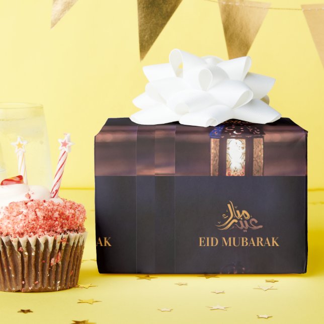 Eid Mubarak Laternen Schein Arabische Kalligrafie  Geschenkpapier (Geburtstagsparty)