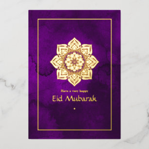 Eid Mubarak Lila und Gold Folien Feiertagskarte