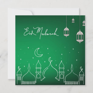 Eid Mubarak Line Art Moschee Feiertagskarte