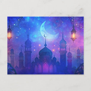 Eid Mubarak Magic Arabian Nights Crescent Farben Postkarte