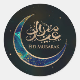 Eid Mubarak - Marmor und Gold Runder Aufkleber