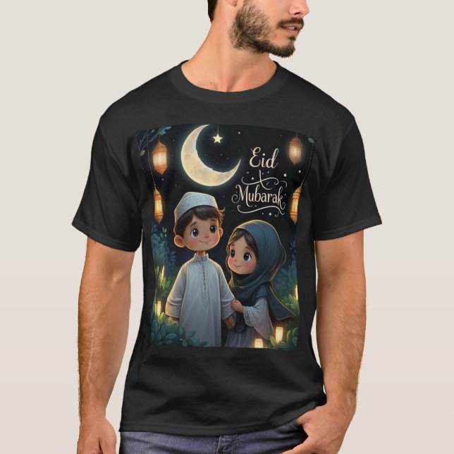 Eid Mubarak Mens Illustration TShirt Design (Vorderseite)