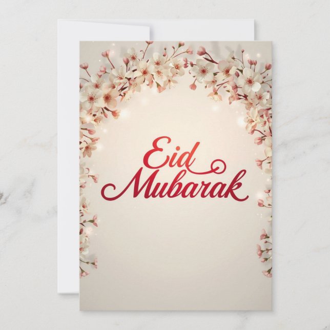 Eid mubarak moderne Floralkarte Einladung (Vorderseite)