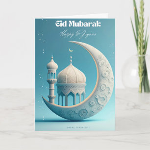 Eid Mubarak Mond & Sterne Elegantes Design Button- Karte