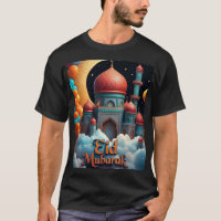 Eid Mubarak Moschee mit Balloons Hemd für Männer