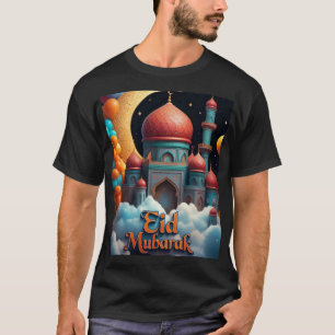 Eid Mubarak Moschee mit Balloons Hemd für Männer T-Shirt