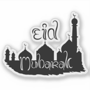 Eid Mubarak Moschee mit Typografie Aufkleber