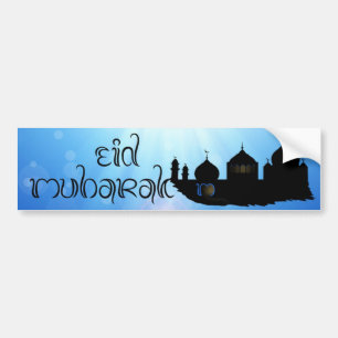 Eid Mubarak Moschee mit Typografie Autoaufkleber