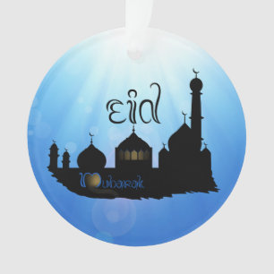 Eid Mubarak Moschee mit Typografie Ornament