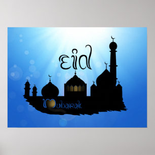 Eid Mubarak Moschee mit Typografie Poster