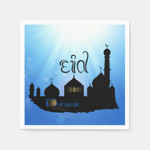 Eid Mubarak Moschee mit Typografie Serviette