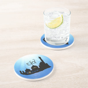 Eid Mubarak Moschee mit Typografie Untersetzer