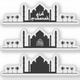 Eid Mubarak Moschee Silhouette Typografie Aufkleber