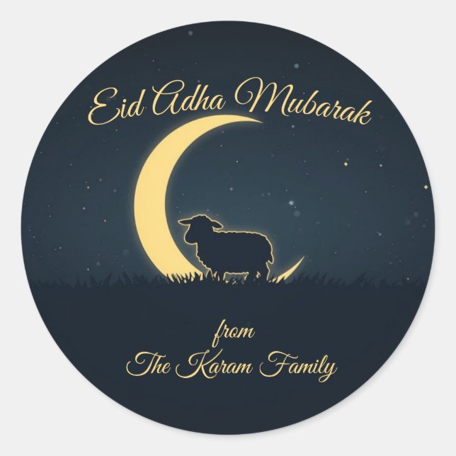 Eid Mubarak Muslim Classic Round Sticker (Vorderseite)