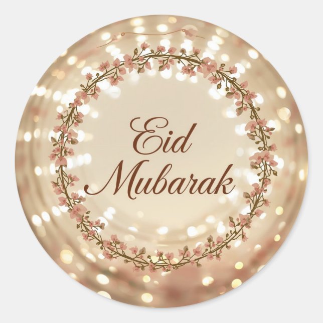 Eid Mubarak Muslim Klassischer Rund Sticker (Vorderseite)