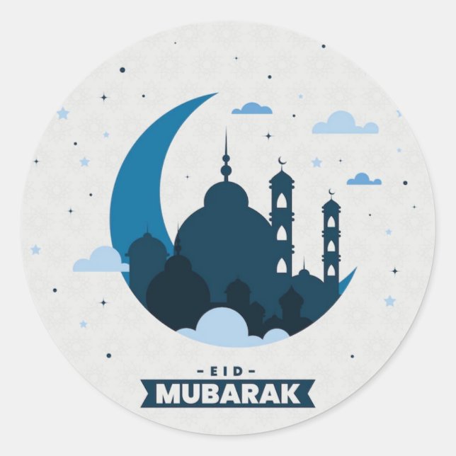 Eid Mubarak Muslim Runder Aufkleber (Vorderseite)