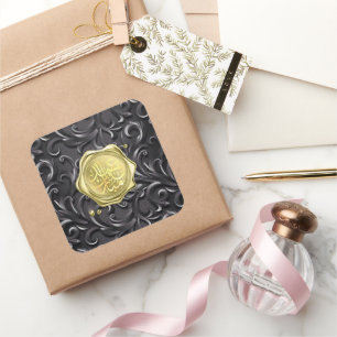 Eid Mubarak Muster Gold Quadratischer Aufkleber