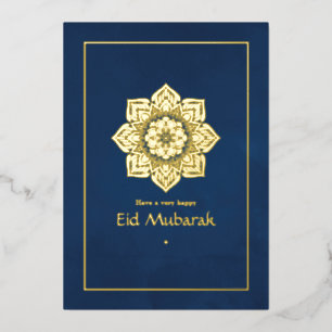 Eid Mubarak Navy Blau und Gold Folien Feiertagskarte