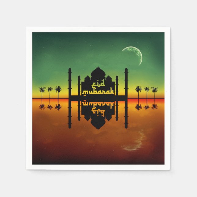 Eid Mubarak Night Reflection Serviette (Vorderseite)