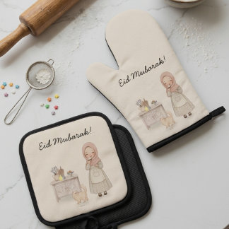 Eid Mubarak Ofenhandschuh- und Topflappen-Set Ofenhandschuh & Topflappen-Set