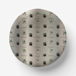 Eid Mubarak Paper Bowl –Gold Kaaba & Masjid Nabawi Pappteller