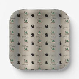 Eid Mubarak Paper Plate|Gold Kaaba & Masjid Nabawi Pappteller