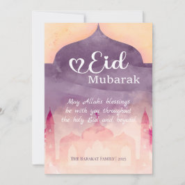 Eid Mubarak Personalisiert Card mit Moschee Design Feiertagskarte