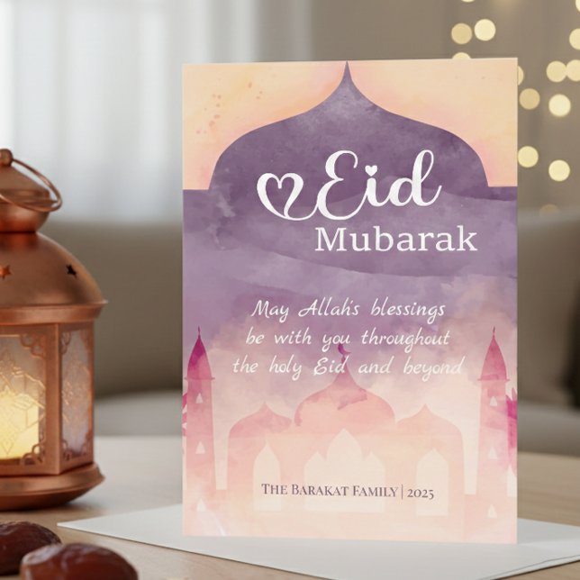 Eid Mubarak Personalisiert Card mit Moschee Design Feiertagskarte (Von Creator hochgeladen)