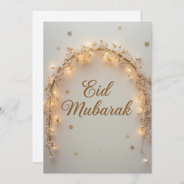 Eid mubarak Personalized Lights Greeting Card Einladung (Vorne/Hinten)