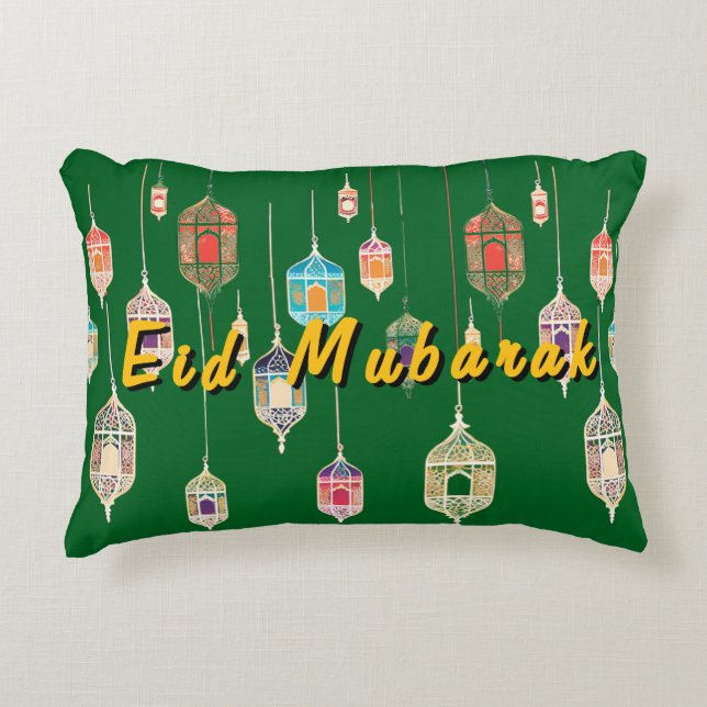 Eid Mubarak Pillow mit Islamischer Laternendesign Dekokissen (Vorderseite)