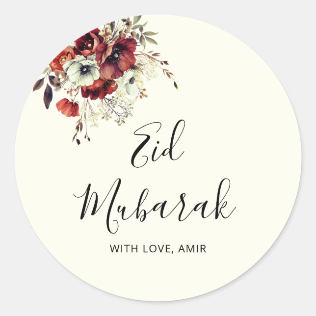 Eid Mubarak Ramadan Kareem Eid al Fitr Elegant Runder Aufkleber (Vorderseite)