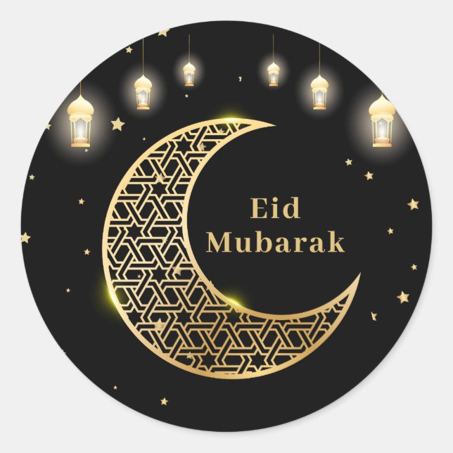 Eid Mubarak / Ramadan Kareem Gold anpassen Runder Aufkleber (Vorderseite)