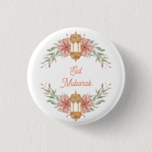 Eid Mubarak |Ramadan Mubarak Blume Wreath Lamp Button (Vorderseite)