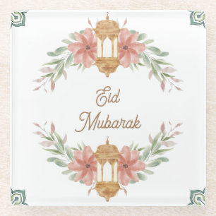 Eid Mubarak Ramadan Mubarak Blume Wreath Lamp Glasuntersetzer