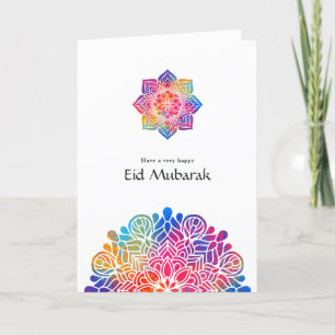 Eid Mubarak Regenbogen-Mandala-Familienfoto-Gruß Feiertagskarte