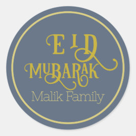 Eid Mubarak Retro Blue Color Schlicht Personalisie Runder Aufkleber