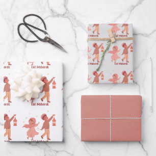 Eid Mubarak Rosa Kinder Geschenk Geschenkpapier Set