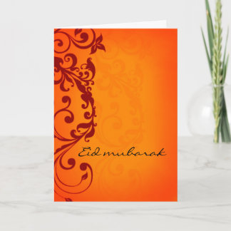 Eid Mubarak - rote orangefarbene Grußkarte Feiertagskarte