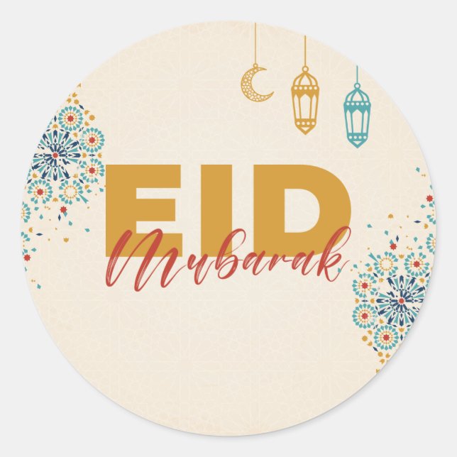 Eid Mubarak Runder Aufkleber (Vorderseite)