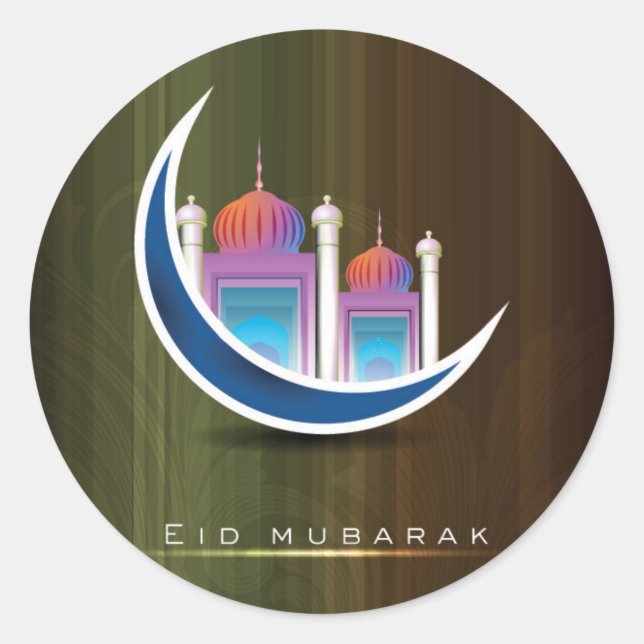 Eid Mubarak Runder Aufkleber (Vorderseite)
