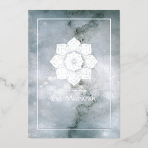 Eid Mubarak Silber-Marmor-Folien-Feiertagskarte Folien Feiertagskarte